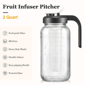 AOZITA glass pitcher with wide mouth for easy filling and quick cleaning.