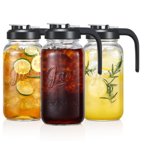 AOZITA glass pitcher with lid, 2qt capacity for family gatherings.
