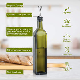 AOZITA green glass olive oil carafe protecting oil from light