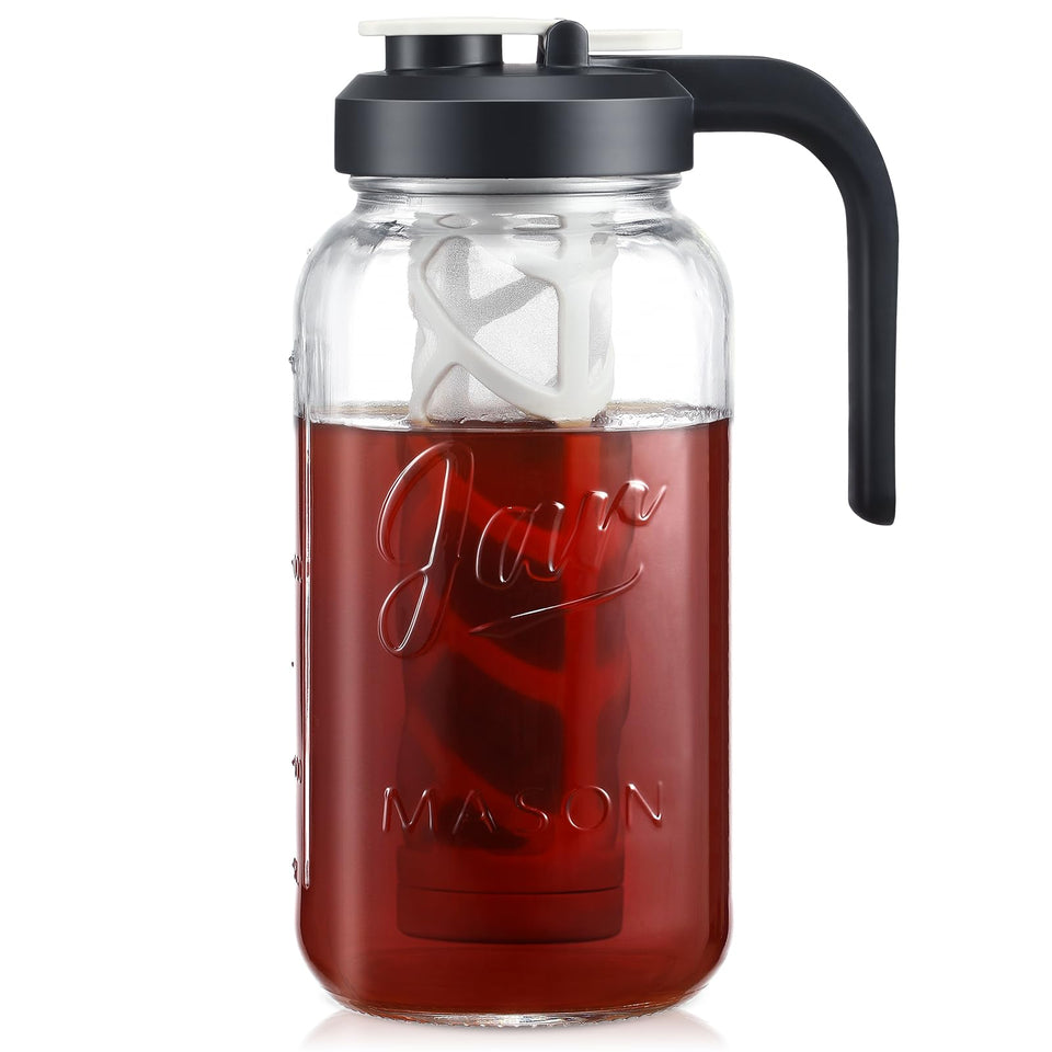 AOZITA iced tea pitcher with lid and handle for easy pouring
