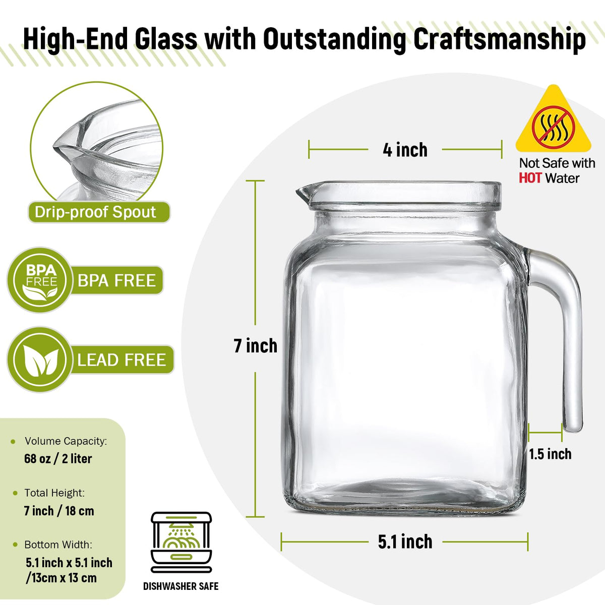 AOZITA iced tea pitcher wide mouth for easy filling and cleaning