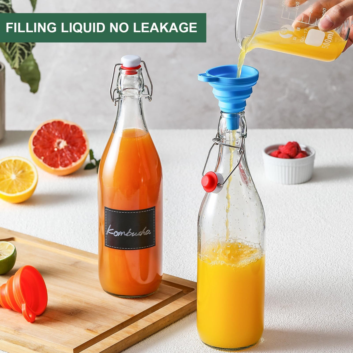 AOZITA includes silicone seals, funnels, and pourers for easy filling