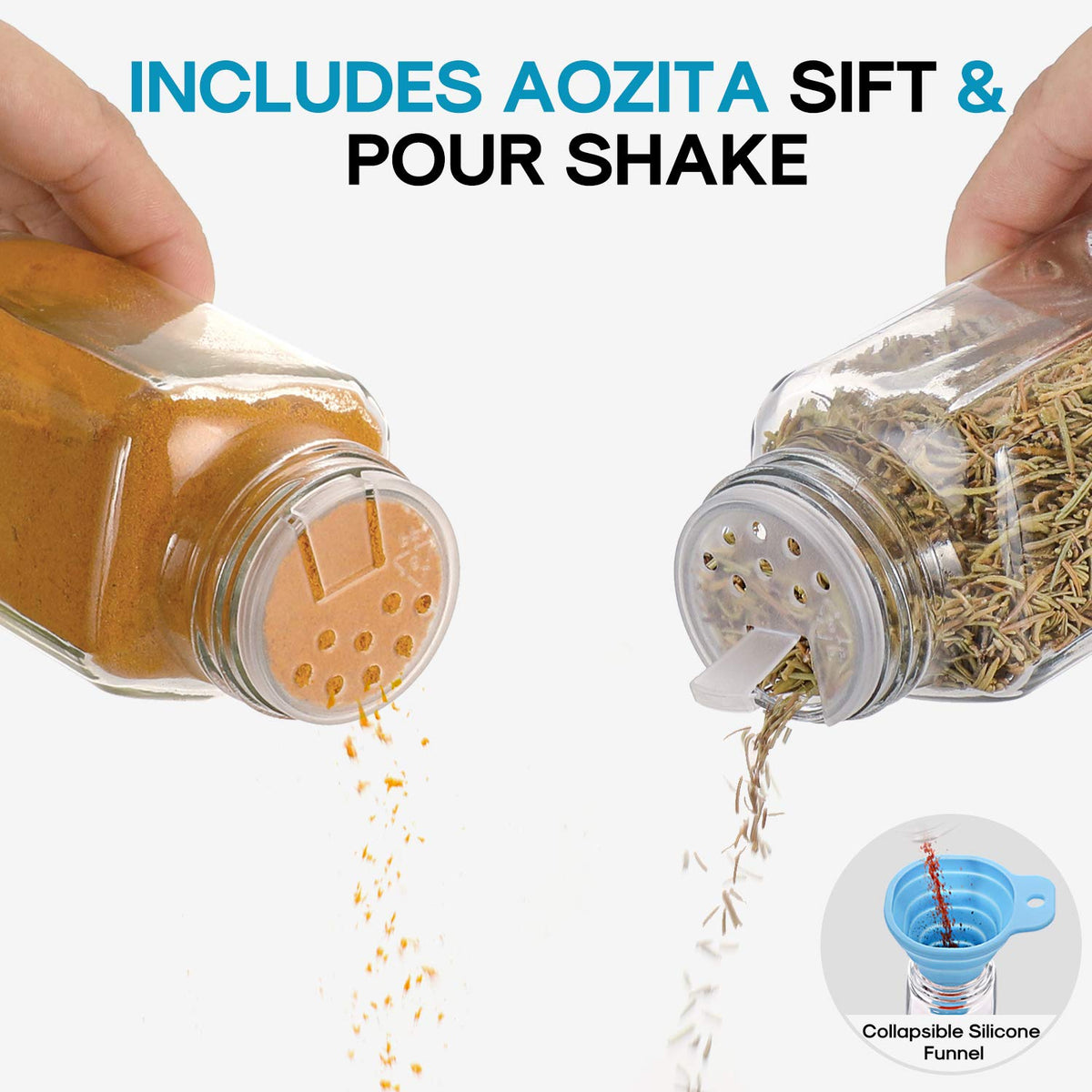 AOZITA labels and chalk marker enable quick, legible labeling on jars for organized storage.