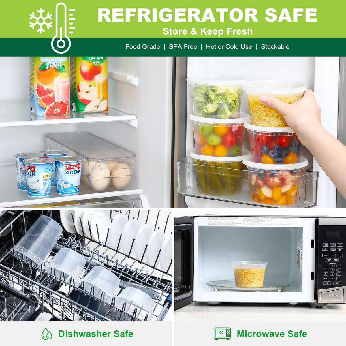 AOZITA microwave-freezer-dishwasher safe storage containers for easy cleanup