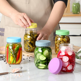 AOZITA 18-pack regular mouth lids with rings for flexible jar storage.