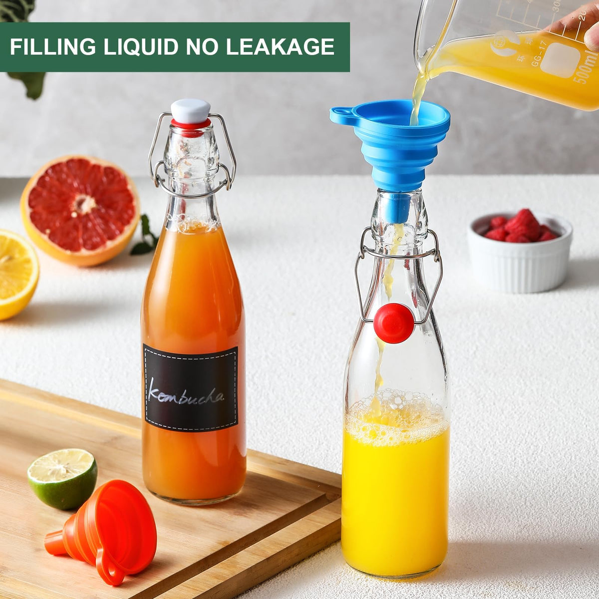 AOZITA silicone funnels simplify filling without spills during bottling.