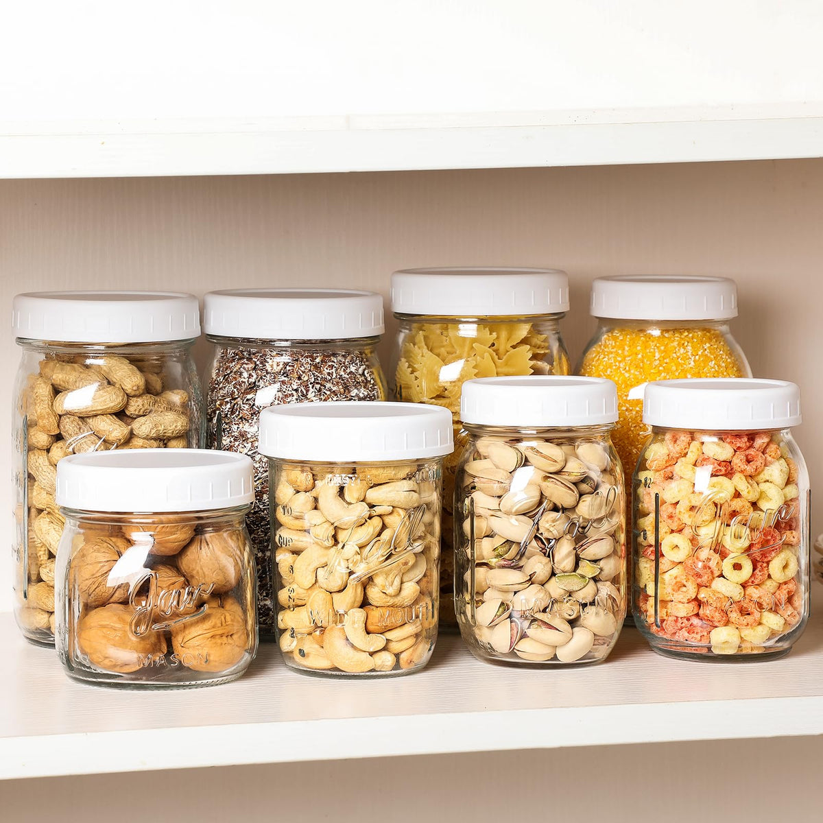 AOZITA regular mouth caps fit jars from 4 oz to 64 oz.
