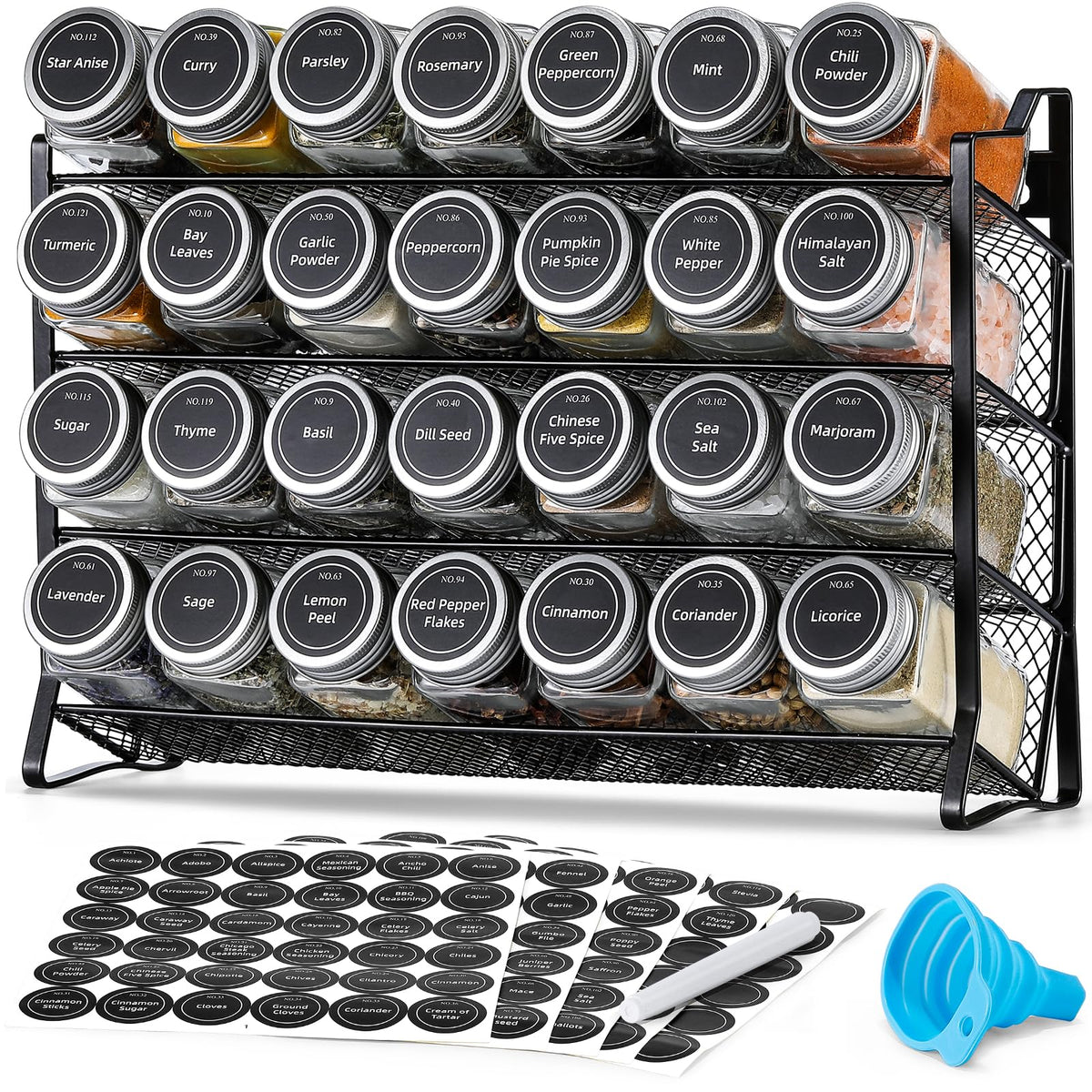 AOZITA spice rack 4-tier organization keeps your pantry tidy and within reach.