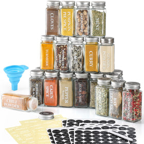 AOZITA square glass spice jars 4oz provide clear visibility for quick, organized seasoning.
