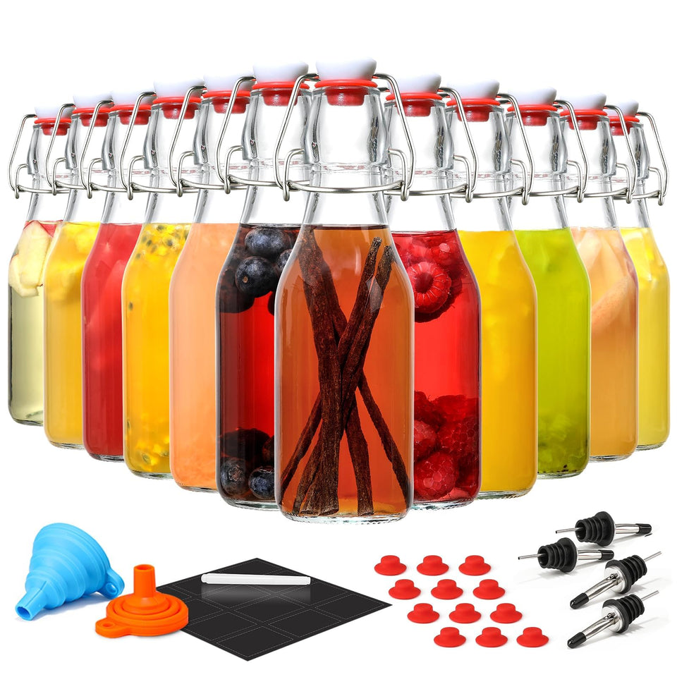 AOZITA swing-top bottle 8.5oz—clear glass ideal for second fermentation and monitoring flavors.