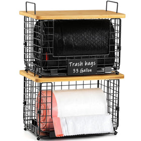 AOZITA trash bag dispenser stand front view for quick bag extraction.
