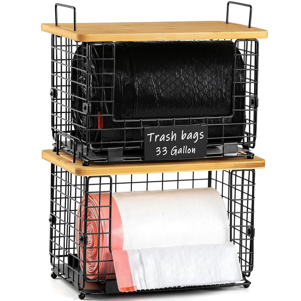 AOZITA trash bag dispenser stand front view for quick bag extraction.
