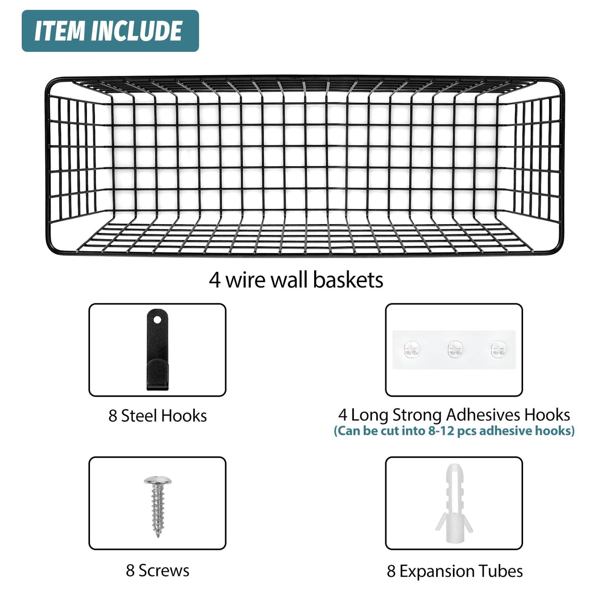 AOZITA wall-mounted wire baskets keep fruits and snacks within easy reach.
