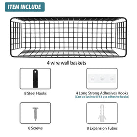 AOZITA wall-mounted wire baskets keep fruits and snacks within easy reach.
