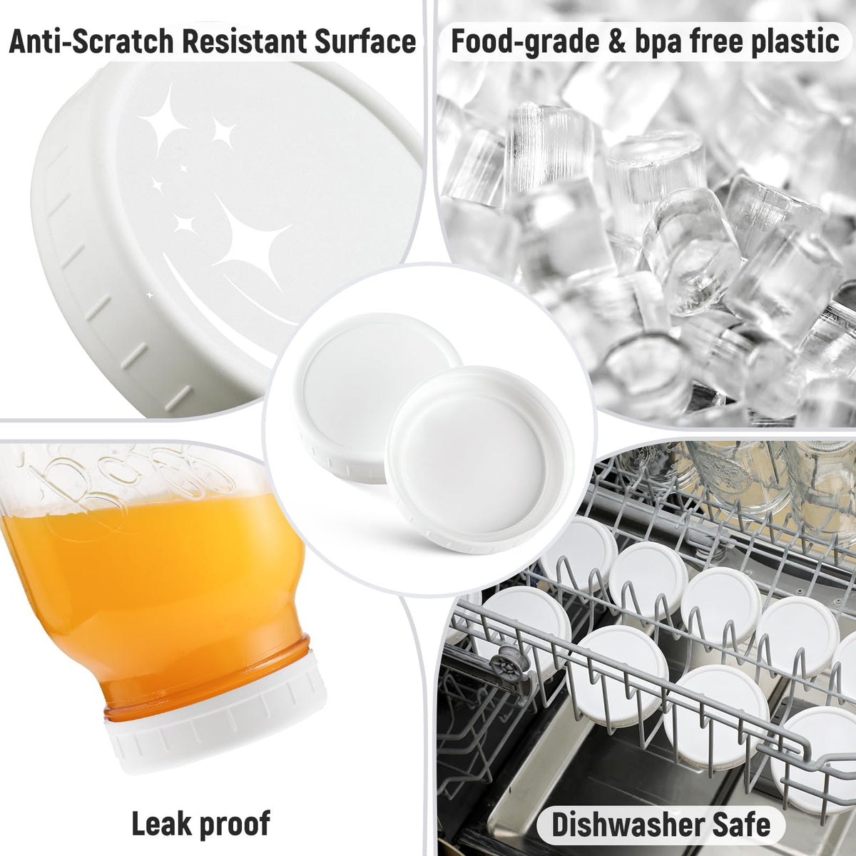 AOZITA white lids seal jars for fresh produce, sauces, and snacks.