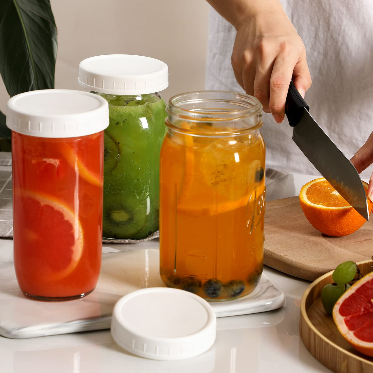 AOZITA 24-pack lids fit wide-mouth jars from small to large