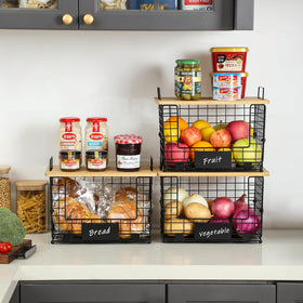 AOZITA XXL basket with bamboo top, side view highlights space-saving design.