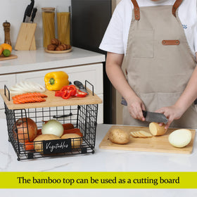 AOZITA bamboo-top cutting board on basket, convenient prep surface.