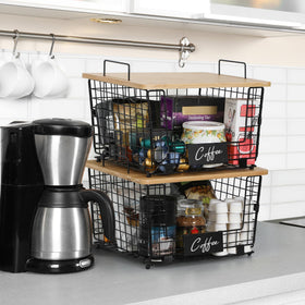 AOZITA pantry storage with bamboo top, decluttered shelves.