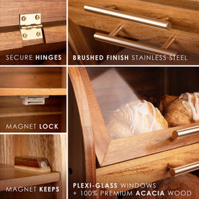Apace Living Arise Acacia Bread Box uses bamboo for durable natural storage.