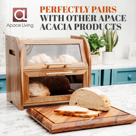 Apace Living Arise Acacia Bread Box raised base protects countertops from spills.