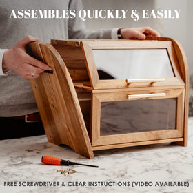 Apace Living Arise Acacia Bread Box assembles in minutes for quick setup.