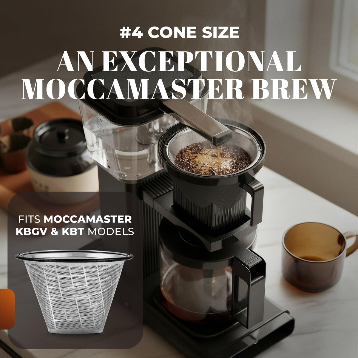 Apace Living filter for Moccamaster KBGV shows steady flow for balanced extraction.