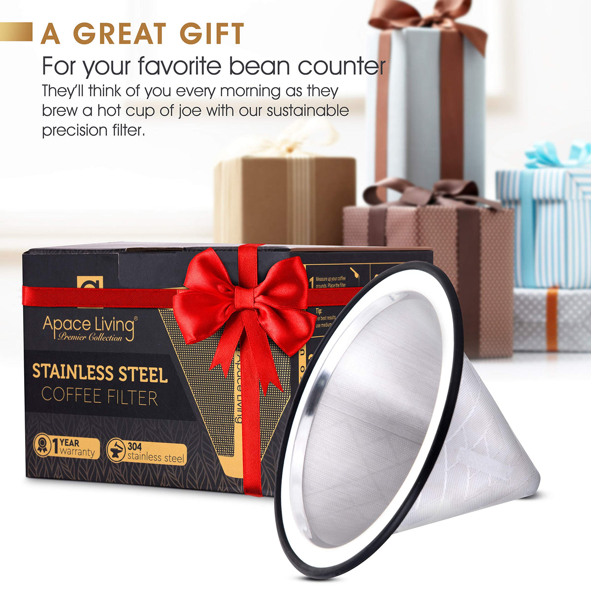 Apace Living over-rim-fit dripper sits securely on many pour-over devices.
