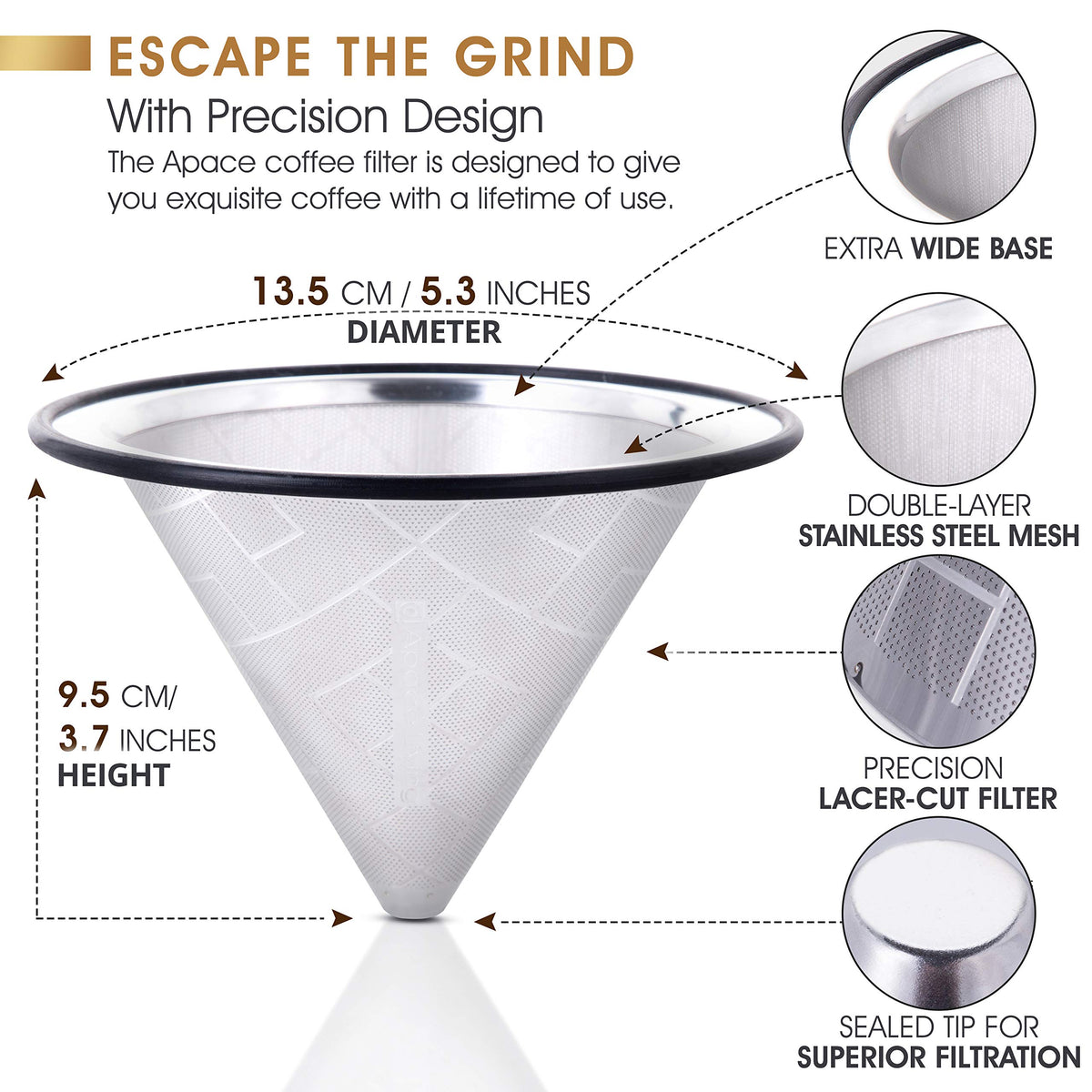 Apace Living sealed-tip-filter enhances full ground coverage for extraction.