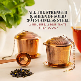 Easy-clean setup with drip tray beneath Apace Living tea infuser.