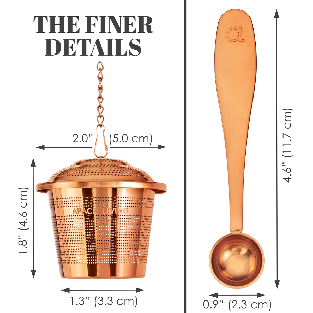 Solid stainless steel construction of the Apace Living infuser highlights durability.