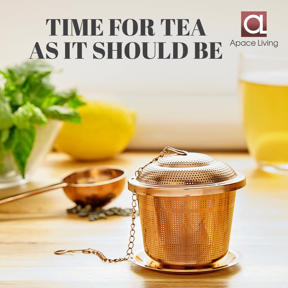 Ultra-mesh close-up on an Apace Living tea infuser.