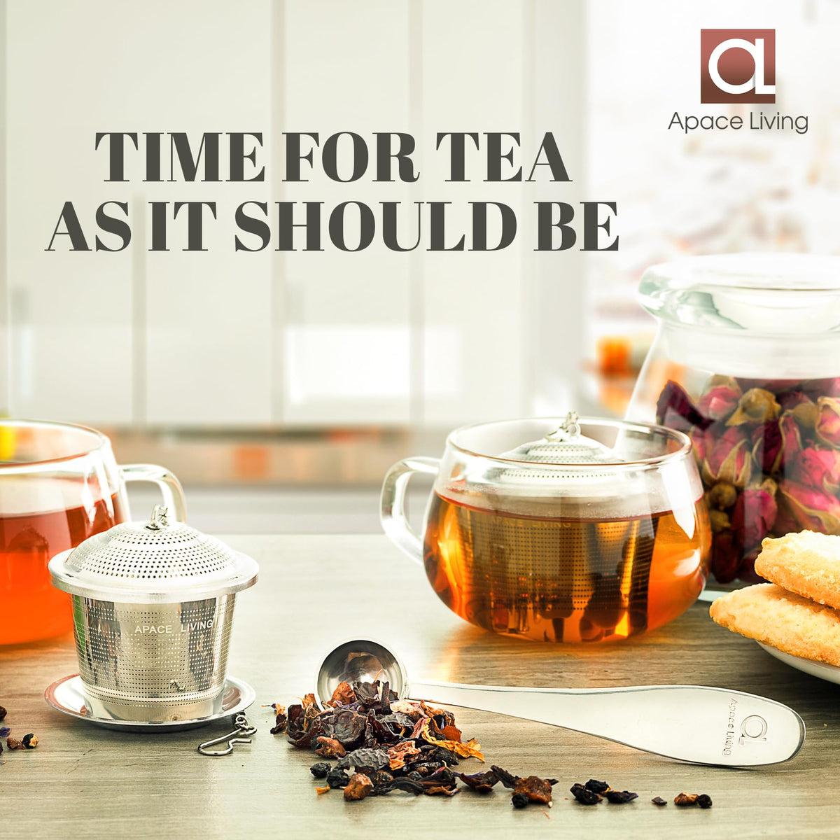 Apace Living ultra-fine mesh infuser for pure leaf infusion.