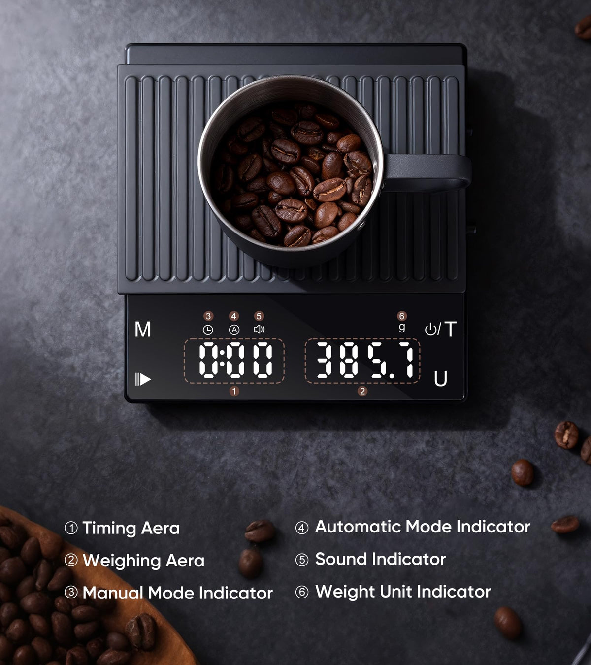 ApeWeghr Portable coffee scale, long battery life for cafe or travel use