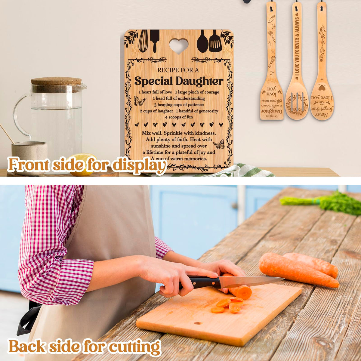 Apjielop Engraved-note cutting board with heartfelt text inspires daily prep.