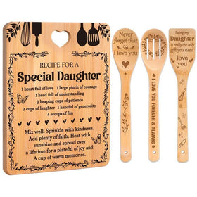 Apjielop Recipe for a Special Daughter cutting board set with durable bamboo and sentimental engraving.