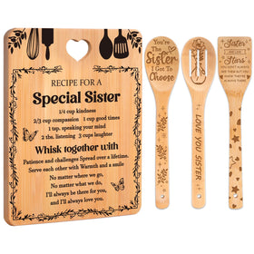 Apjielop sister cutting board set with engraving, a thoughtful keepsake for cooking.