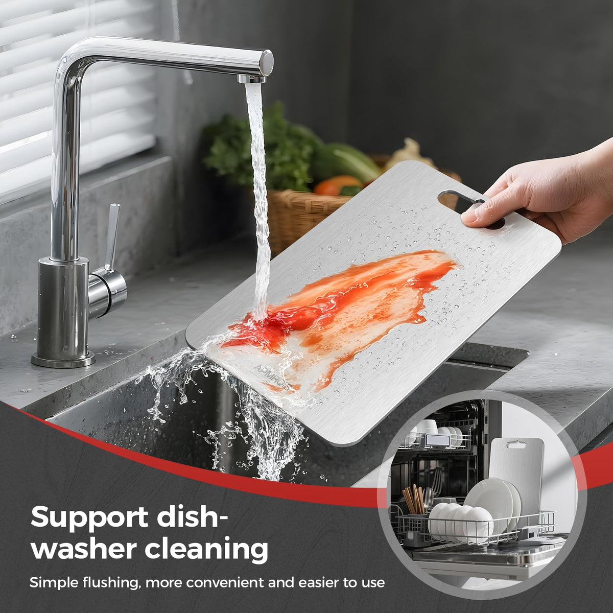 APMRQIB Titanium Cutting Board BPA-free surface supports safe food prep