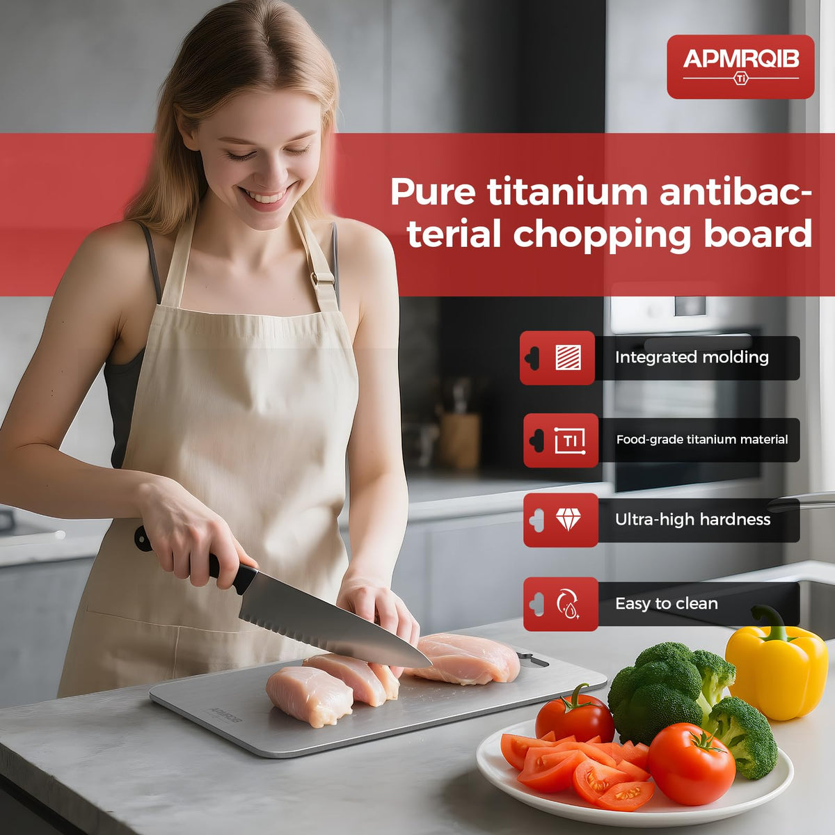 APMRQIB titanium cutting board double-sided design for separate prep