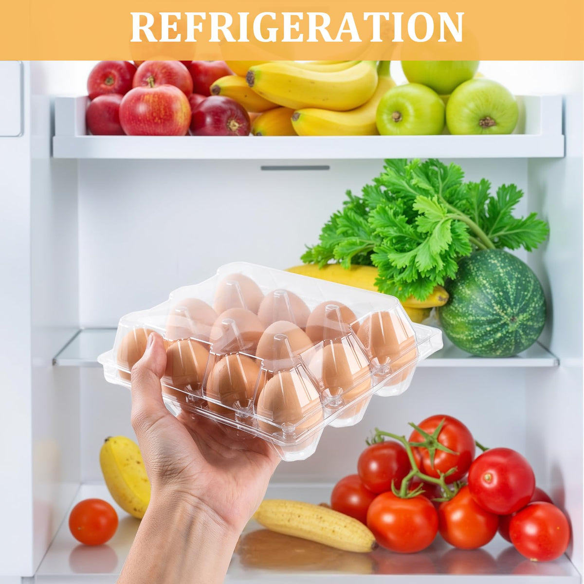 APOCHON stackable egg cartons for neat storage on shelves