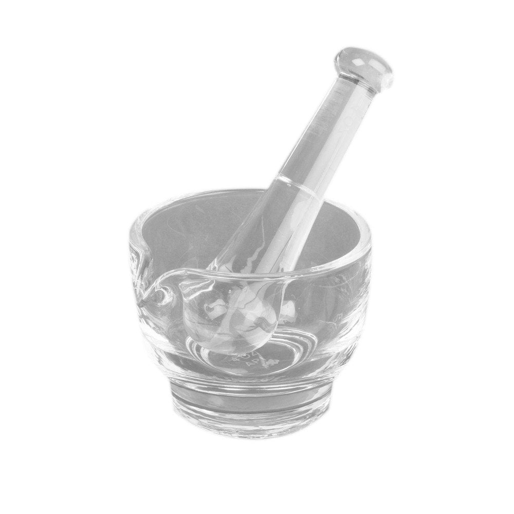 APOTHECARY PRODUCTS mortar and pestle in clear glass for 2-ounce capacity