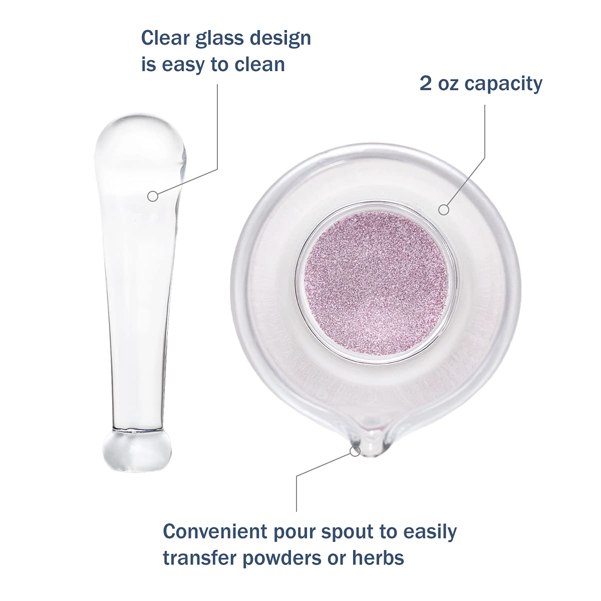 APOTHECARY PRODUCTS close-up shows glass texture for precise grinding