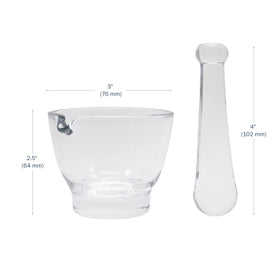 APOTHECARY PRODUCTS mortar and pestle front view in clear glass