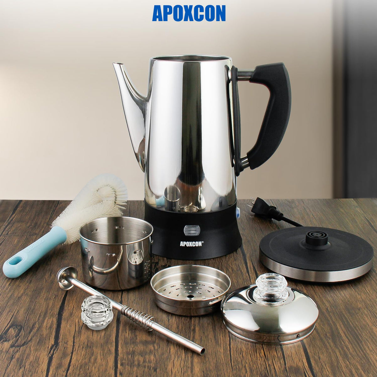 APOXCON 1.8 liter capacity supports 6–12 cups for groups.