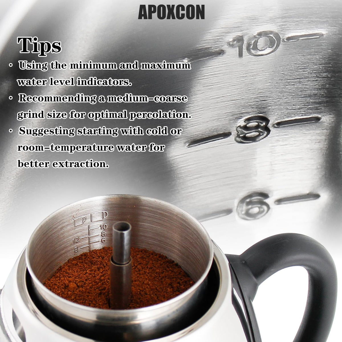 APOXCON auto keep-warm maintains ideal serving temperature after brewing