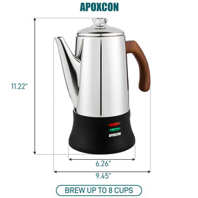 APOXCON handle close-up shows heat-protective wooden grip for safe handling