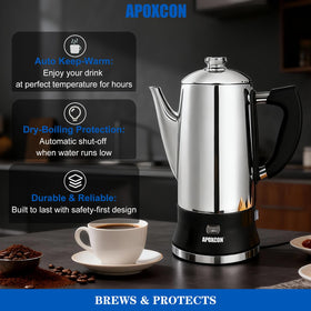 APOXCON no-aluminum construction highlights durable stainless steel.