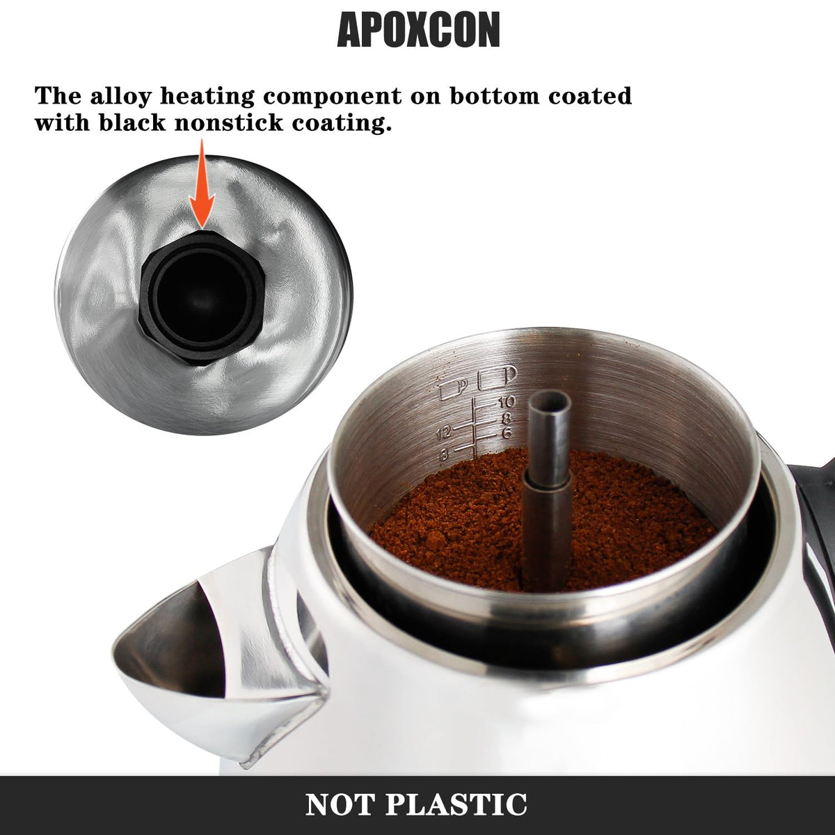 APOXCON polished stainless-steel body resists wear for long-lasting kitchen use