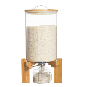Aprilhp glass rice dispenser shows contents at a glance for easy meal planning.