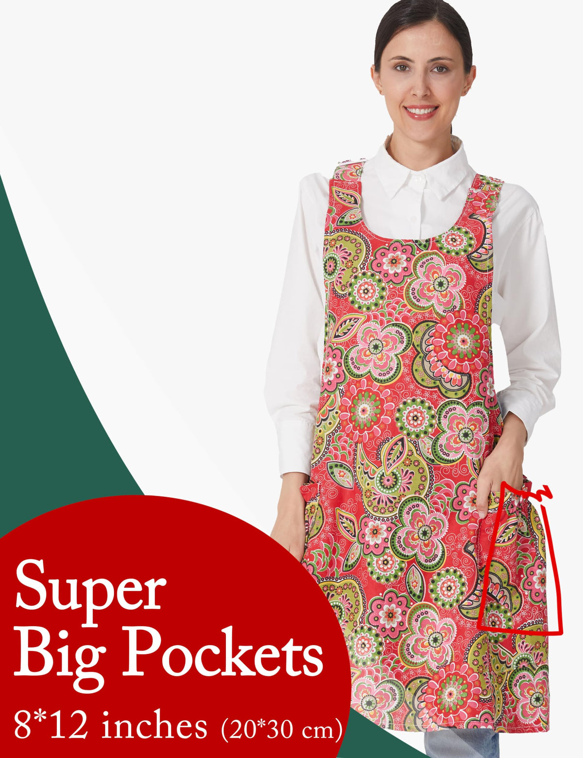 APRONNER Cozy Cross Back Apron cross-back detail distributes weight while cooking.